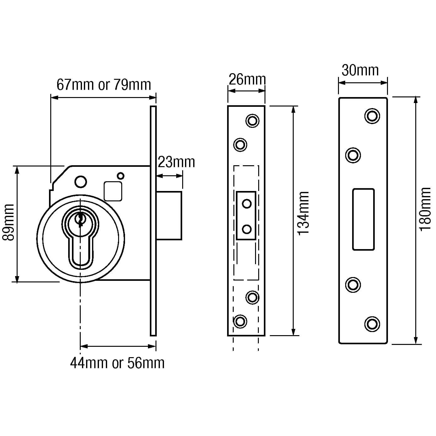 Era 233 British Standard Euro Mortice Deadlock Kit Complete With Euro Key & Turn Cylinder - Image 2