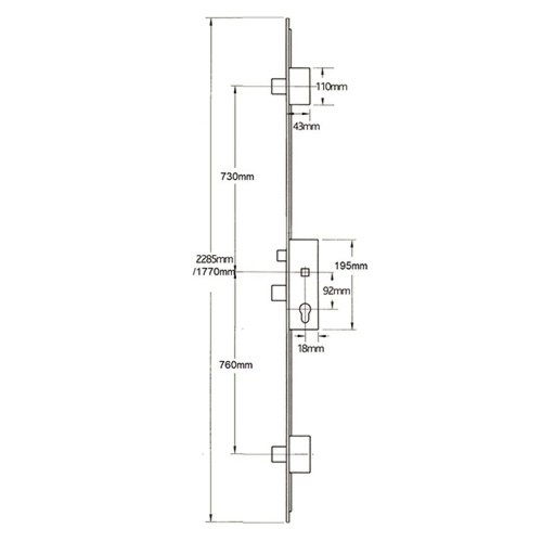 GU Secury A2 Latch 3 Deadbolts Auto Locking Multipoint Door Lock (top deadbolt to spindle = 730mm) - Image 2