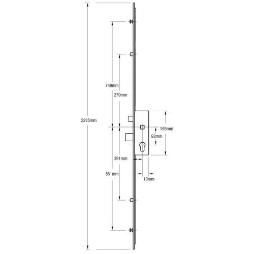 GU Europa Latch Deadbolt 2 Rollers 2 Mushrooms Split Spindle Multipoint Door Lock - Image 2