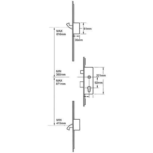 ERA 6345 2 Hooks Timber and Composite Repair Multipoint Door Lock - Image 2