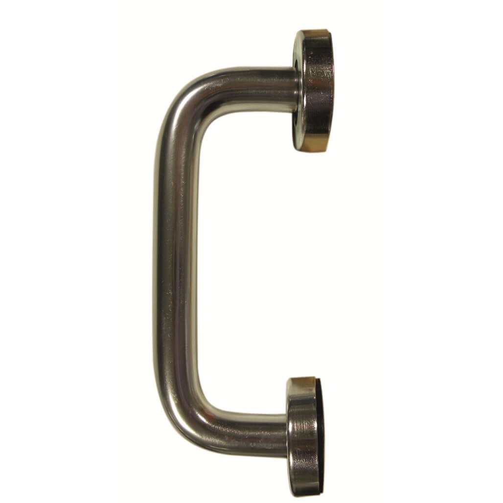 Round Bar D Pull Handles on Round Rose Concealed Fixing Satin Aluminium - Image 2