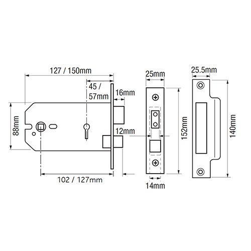 Imperial G5011/G5012 Horizontal Non British Standard 5 Lever Mortice Sashlock - Image 2