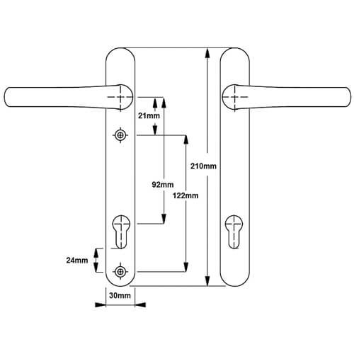 Hoppe Tokyo Lever Lever UPVC Multipoint Door Handles - 92mm PZ Unsprung 210mm Screw Centres - Image 2