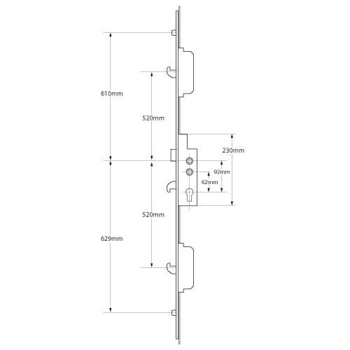 Ingenious Latch 3 Hook 2 Roller Double Spindle Multipoint Door Lock - Image 8