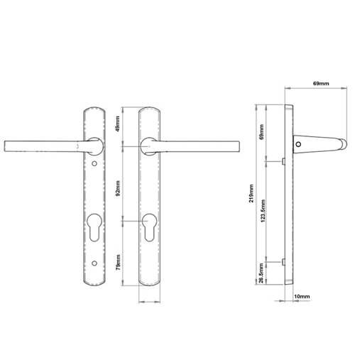 Straight Lever Lever UPVC Multipoint Door Handles - 92mm PZ Sprung 122mm Screw Centres - Image 2