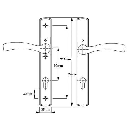 Winkhaus Palladio Lever Lever UPVC Multipoint Door Handles - 92mm PZ Unsprung 215mm Screw Centres - Image 4
