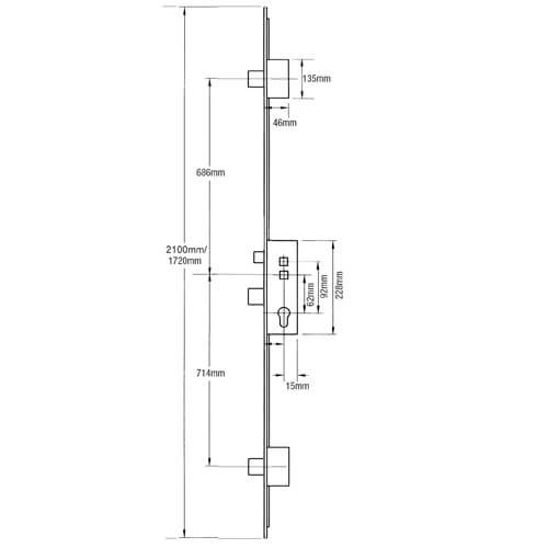 Fullex Crimebeater Latch 3 Deadbolts Double Spindle Multipoint Door Lock - 16mm Faceplate - Image 2