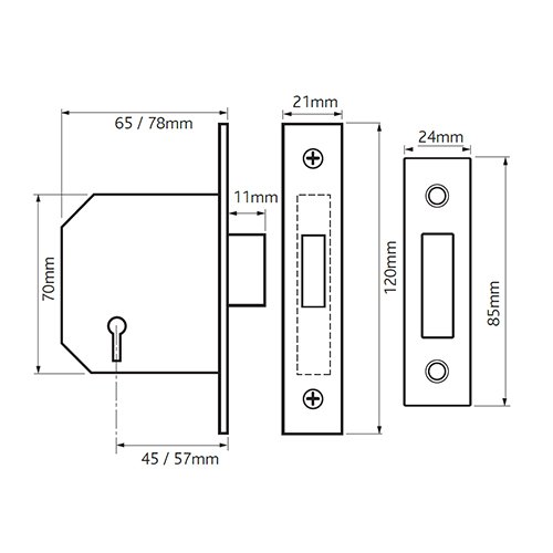 TSS 3 Lever Mortice Deadlock - Image 2