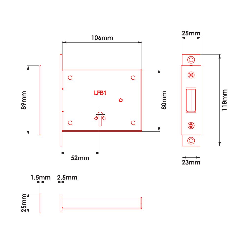 TSS Fire Brigade FB1/FB2 Mortice Deadlock - Locks for Landlords