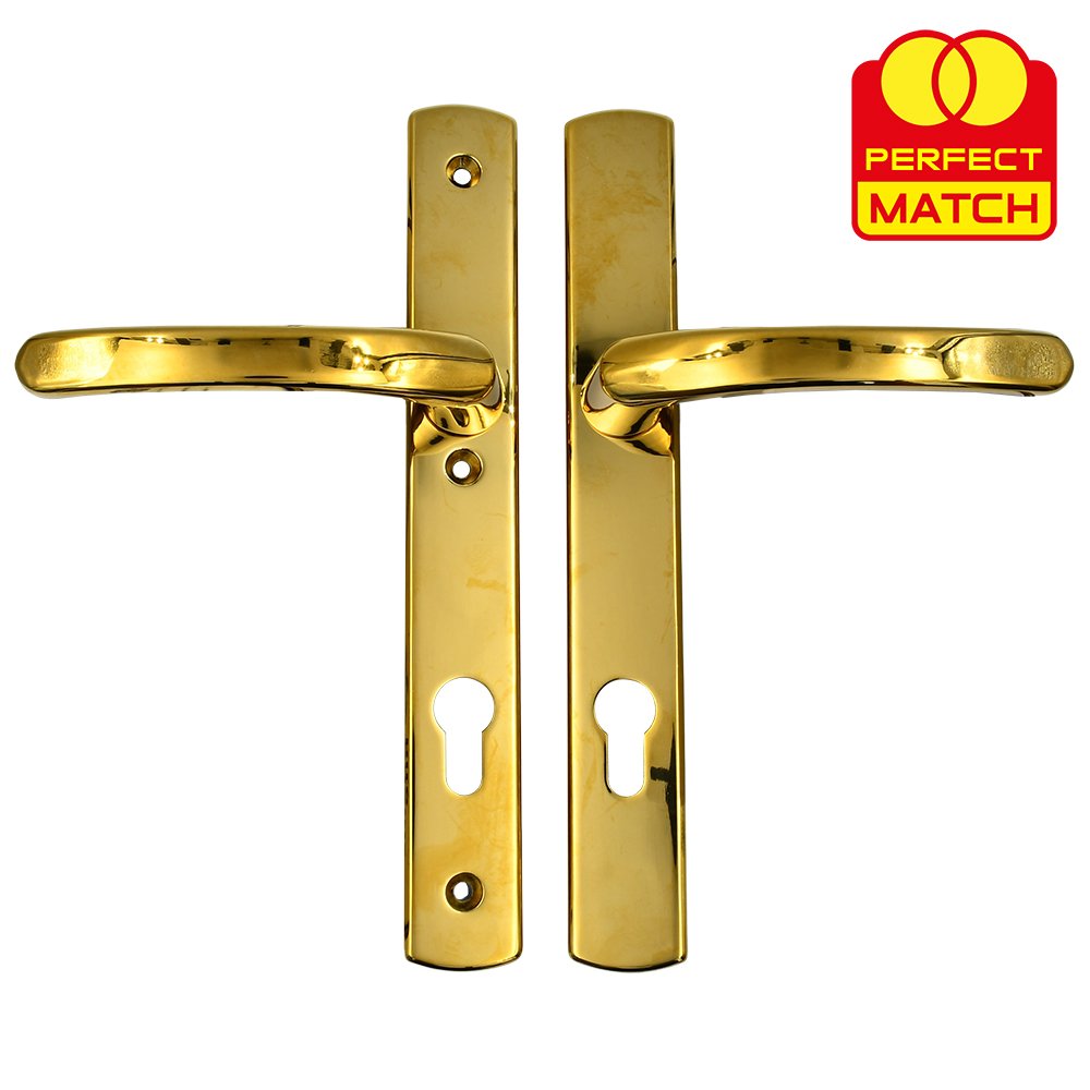 TSS Lever Lever UPVC Multipoint Door Handles - 92mm PZ Sprung - 215mm Screw Centres - 260mm Long Backplate - 3x Fixing Points