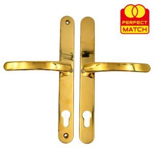 TSS Lever Lever UPVC Multipoint Door Handles - 92mm PZ Sprung 240mm Screw Centres - 270mm Long Backplate