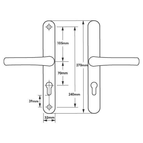 TSS Lever Lever UPVC Multipoint Door Handles - 70mm PZ - Sprung - 240mm Screw Centres - Image 2