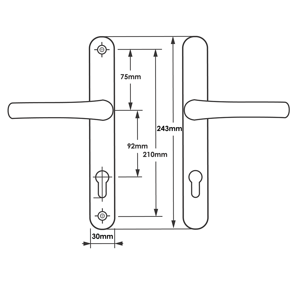 TSS DDA/EA Compliant Lever Lever UPVC Multipoint Door Handles - 92mm PZ Sprung 210mm Screw Centres - Image 3