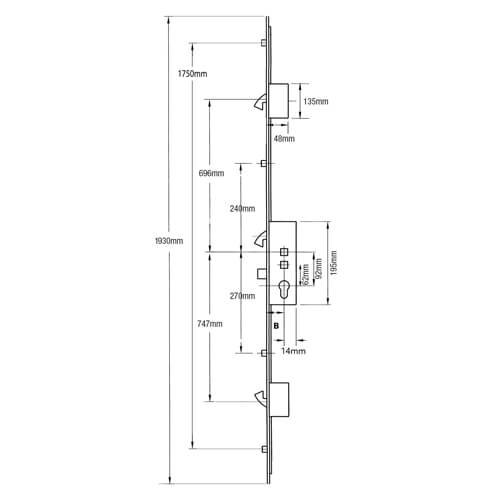 Yale G2000 Latch 3 Hooks 4 Rollers Double Spindle Multipoint Door Lock - Image 2