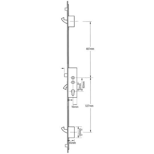 Securistyle Latch 3 Hooks 2 Rollers Double Spindle Multipoint Door Lock - Option 1 - Image 2