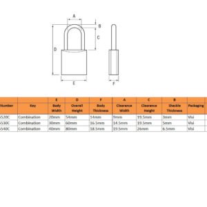 Abus 155 Series Open Shackle Combination Padlocks
