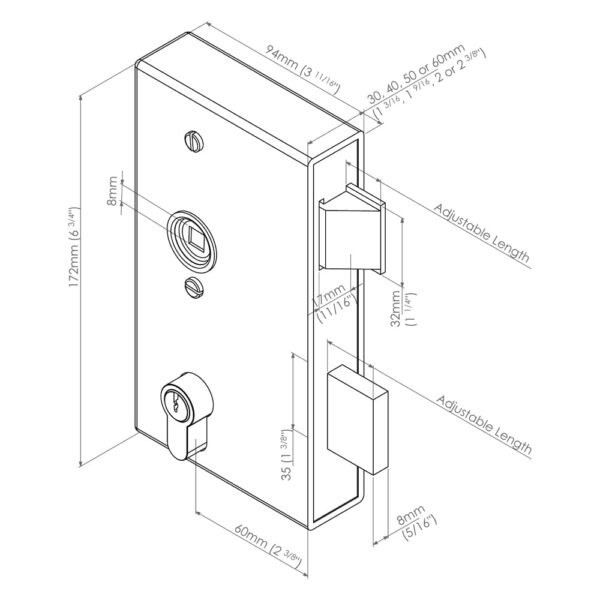 Euro Rim Lock Box Gatemaster Surface Mounted Rim Box Double Throw Euro Sashlock For Gates ...