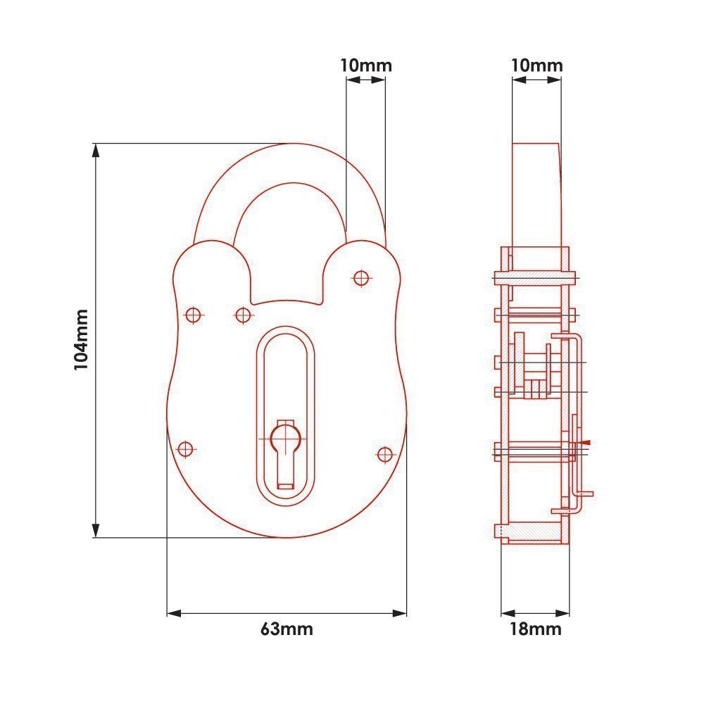 TSS Fire Brigade FB14 Open Shackle Yellow Padlock - Image 2